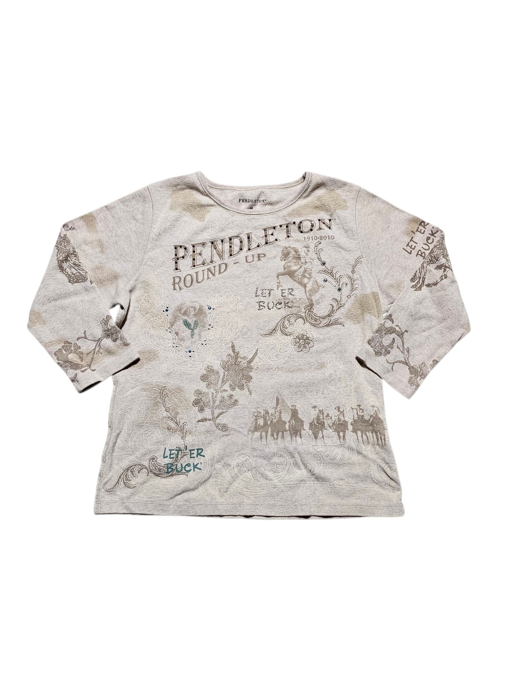 Pendleton Round Up Cream Graphic Long-Sleeve Top